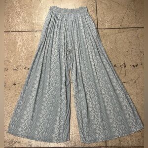 💚 3292. Slate Blue Smocked Waist Palazzo Pant